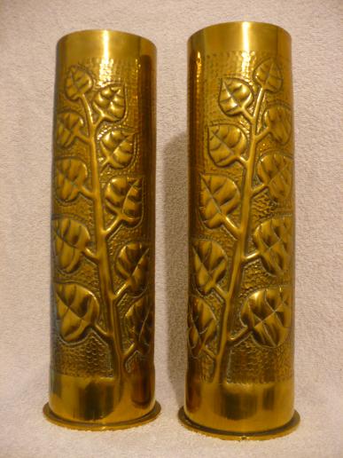 Pair of Trench Art Brass Shells 1917