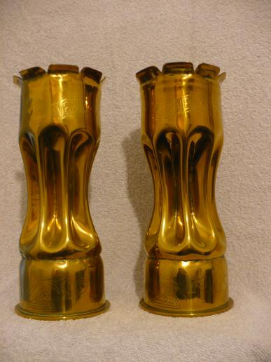 Pair of Trench Art Brass Shells 1917 1918