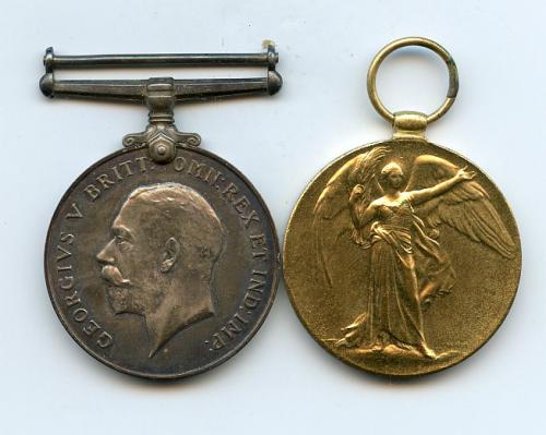 British War & Victory Medals Pair to Pte Henry T Dukes South Lancashire Regt