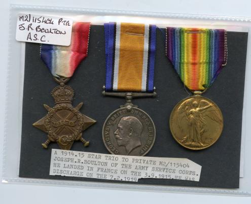 1914-15 Trio World War One Medals To  Pte Joseph R Boulton Army Service Corps