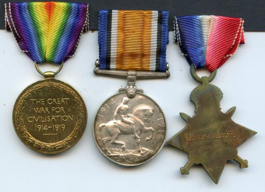1914-15 Trio To Lieutenant & Adjutant. Ronald Fitzpatrick Scott, Scottish Rifles & Royal Scots