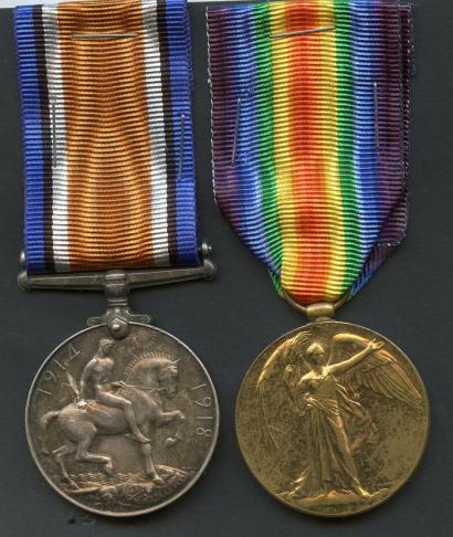 British War & Victory Medals Pair to Pte Charles J Webley, Monmouthshire Regiment