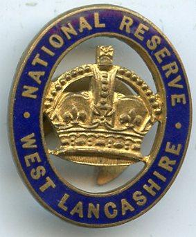 WW1 National Reserve West Lancashire Home Front Service Badge