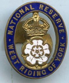 WW1 National Reserve West Riding of York  Home Front Service Badge
