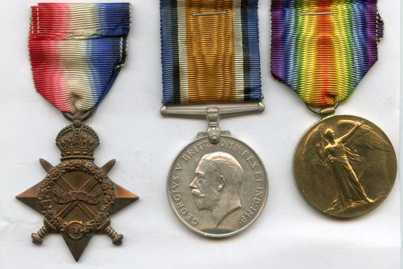 1914-15 Trio World War One Medals To Pte Archibald Dudgeon, 6th Bn Royal Scots