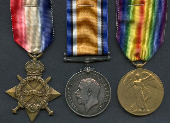 1914-15 Trio World War One Medals To  Pte Robert Campbell  M.M. 9th Bn Scottish Rifles