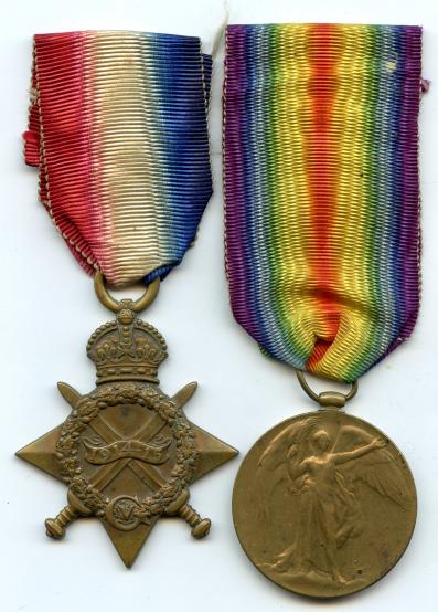 1914-15 Star & Victory Medal To Pte Frederick William Rawlings, Devon Regiment