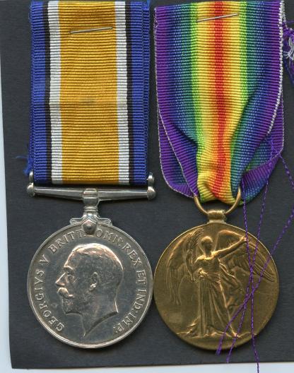 British War & Victory Medals Pair to Pte Mark Dunning, Army Service Corps