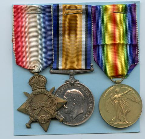 1914-15 Trio World War One Medals To Pte Peter Nicol, Royal Scots Fusiliers
