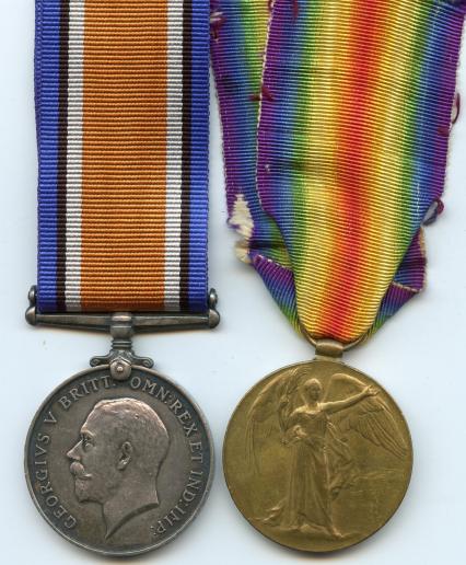 WW1 British War & Victory Medals Pair to  Pte James F. Russell . Army Veterinary Corps