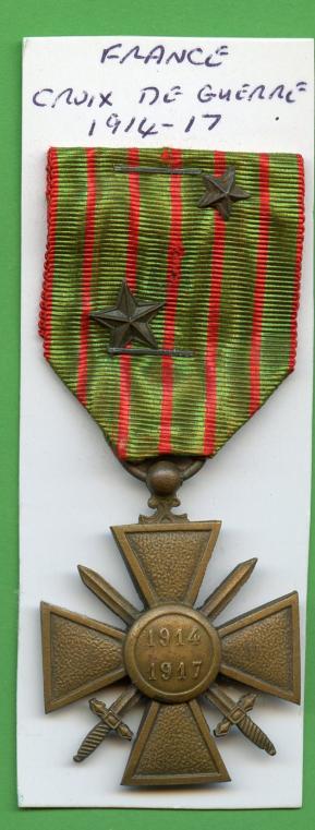 French Croix De Guerre Medal   Reverse Dated 1914-17