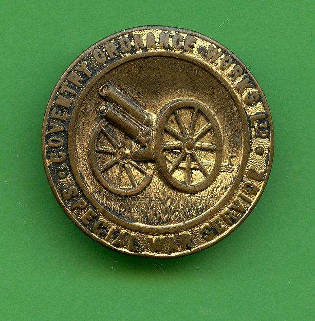 WW1 Coventry Ordnance Works Ltd. Special War Service Munition Makers Lapel Badge