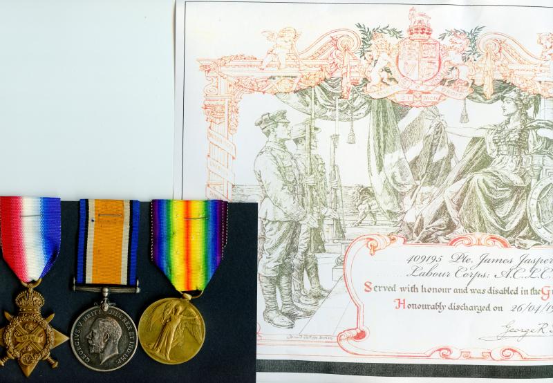 1914 Mons Trio World War One Medals To Pte J Jasper, Royal Scots Fusiliers
