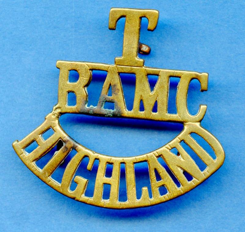 WW1 Royal Army Medical Corps Territorials Highland (T/R.A.M.C./Highland) Shoulder Title Badge