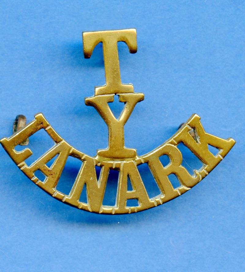 WW1  Lanark yeomanry Shoulder Title (T.Y. Lanark )  Brass Shoulder Title Badge
