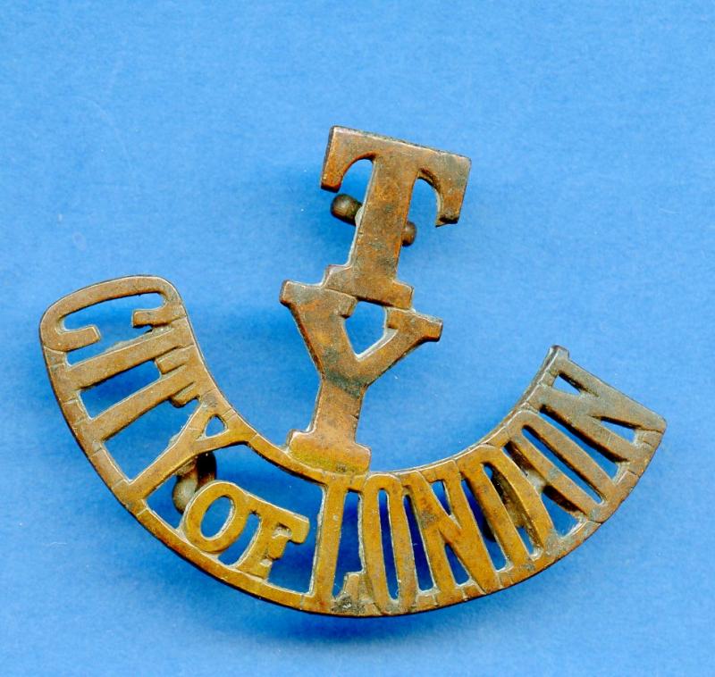 WW1 T/Y/ City of London Territorial Yeomanry  Brass Shoulder Title Badge