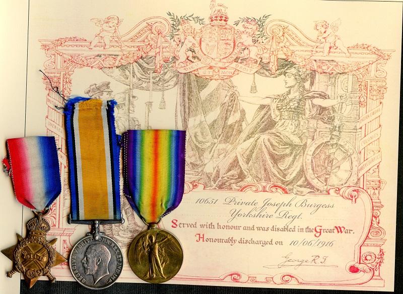 1914-15 Trio World War One Medals To Private Joseph Burgess, 6th Battalion Yorkshire Regiment