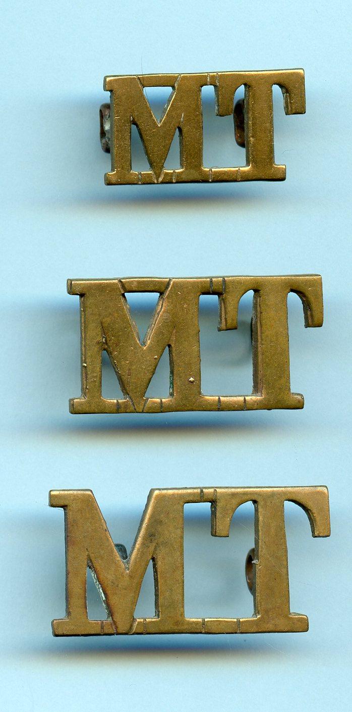 Set of 3 WW1 Army Service Corps MT Motor Transport  Brass Shoulder Title Badges 3 Different Patterns