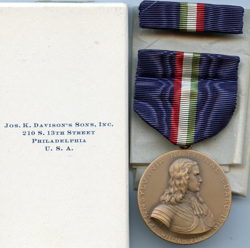 U.S.A   United States of America Pennsylvania National Guard  WWI Mexican Border Service Medal 1916