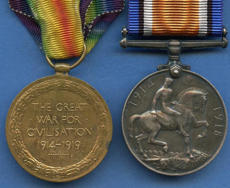WW1 British War & Victory Medals Pair to Pte William Pitfield, Middlesex  Regiment