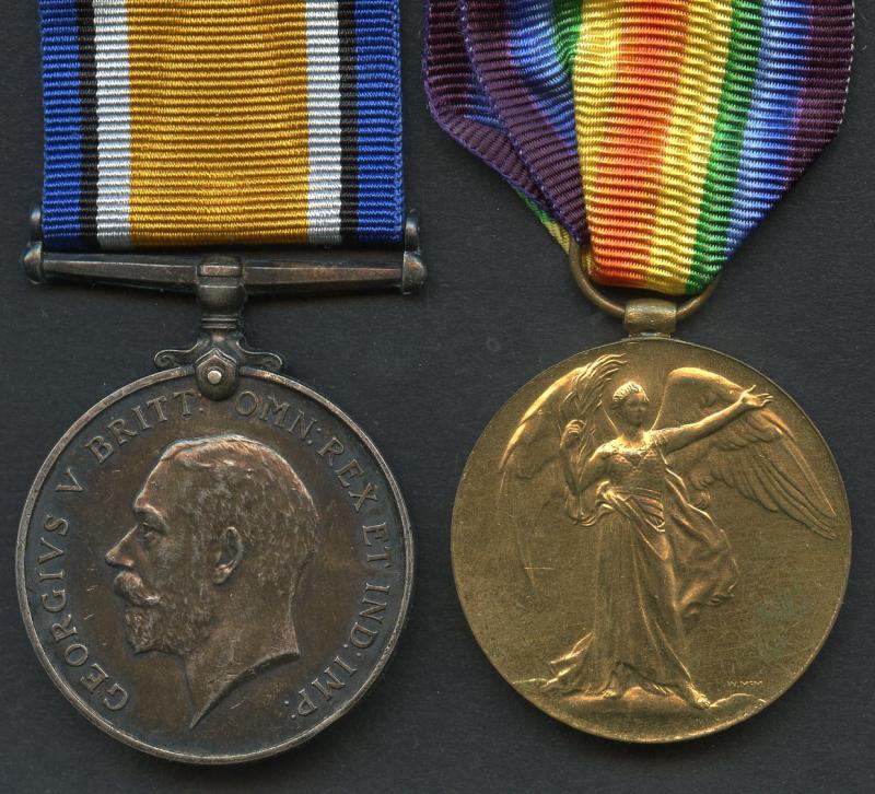 WW1 British War & Victory Medals Pair to Pte Reginald Brinsley, Middlesex Regiment
