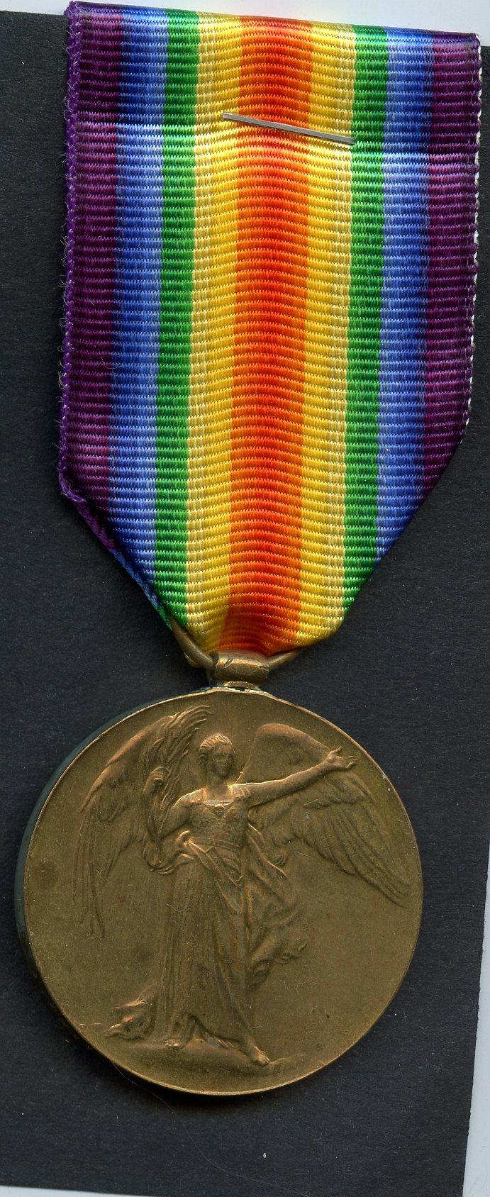 Victory Medal 1914-1919 To Bombardier Bertram Ash, Royal Marine Artillery . Wounded at Antwerp/ Ostend 1914