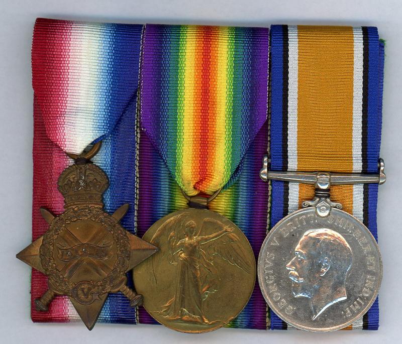 1914-15 Trio World War One Medals To Pte William Scott, 6th Battalion Royal Scots Fusiliers