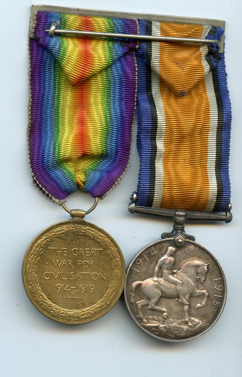 WW1 British War & Victory Medals Pair to Gunner William Mortimer Gwyn Lewis, Hampshire Royal Garrison Artillery