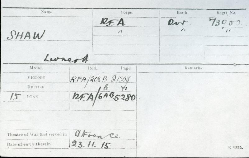 1914-15 Trio World War One Medals To Driver Leonard Shaw, Royal Field Artillery