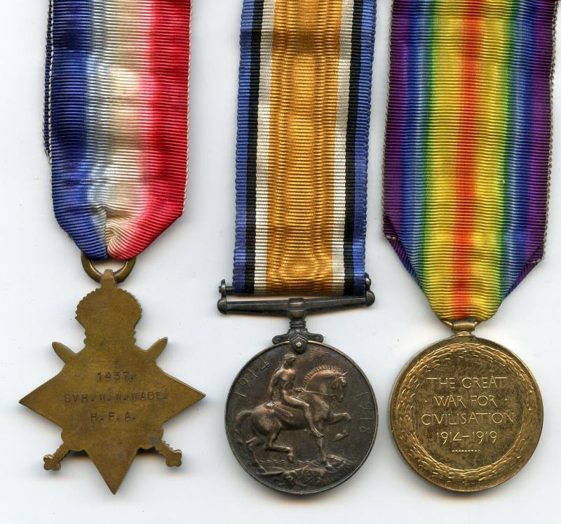 1914-15 Trio World War One Medals To Driver Wilfred Wade, Royal Field Artillery