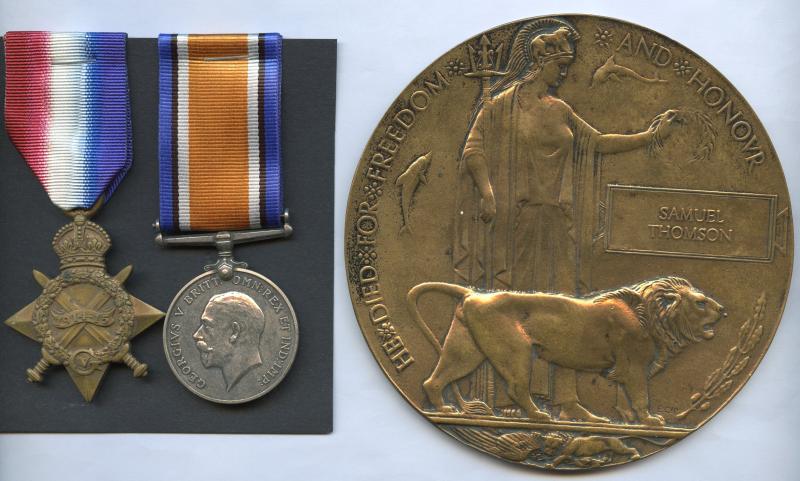 WW1 Memorial Medal  Plaque Group To Pte Samuel Thomson, 9th Battalion Seaforth Highlanders