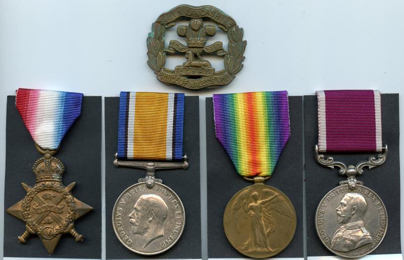 1914 Mons Trio & Long Service World War One Medals To Pte William Marchant, South Lancashire Regiment