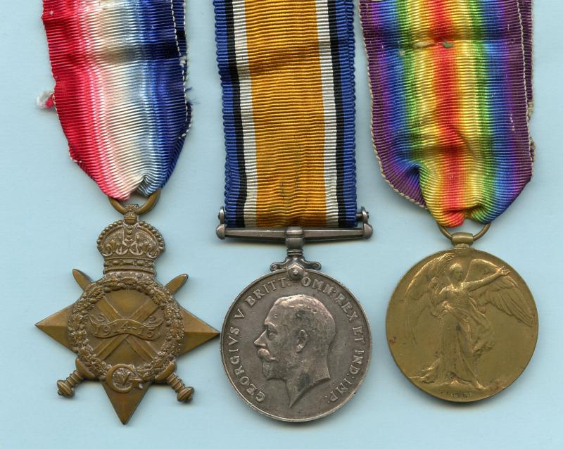 1914-15 Trio World War One Medals To Pte Thomas Saunders, 4th Battalion Cheshire Regiment
