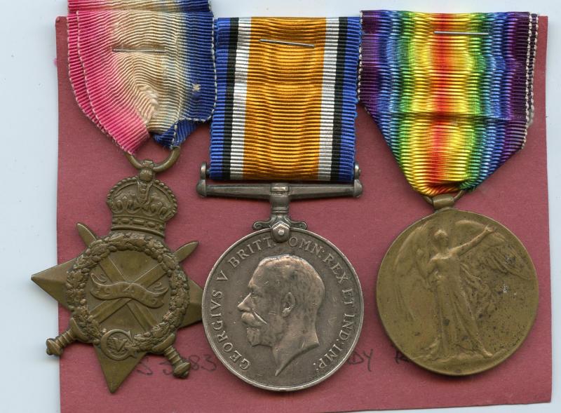 1914-15 Trio World War One Medals To Pte Henry Brady, 13th Battalion Rifle Brigade