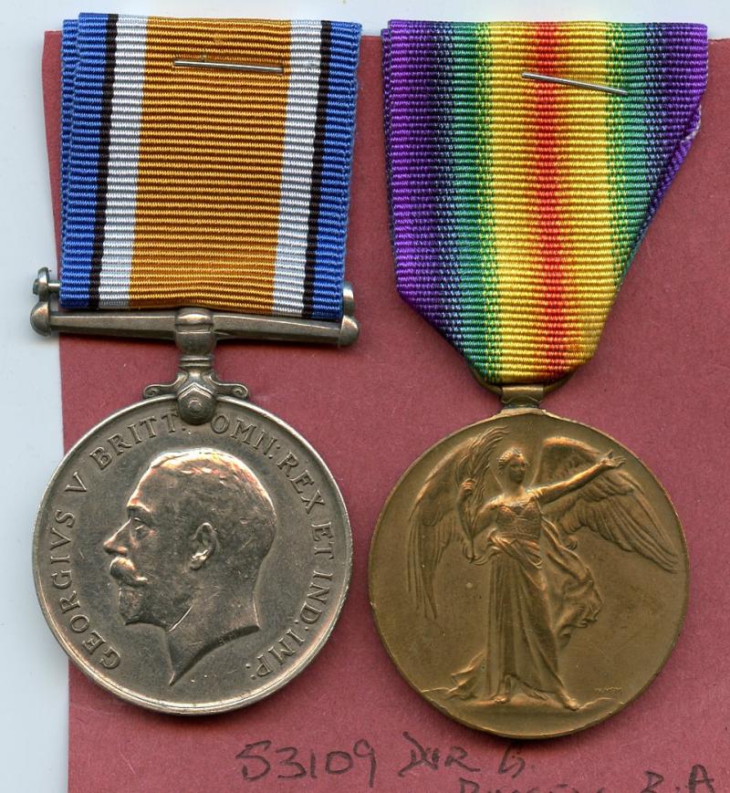 WW1 British War & Victory Medals Pair to Driver George Joseph Russell, Royal Field Artillery