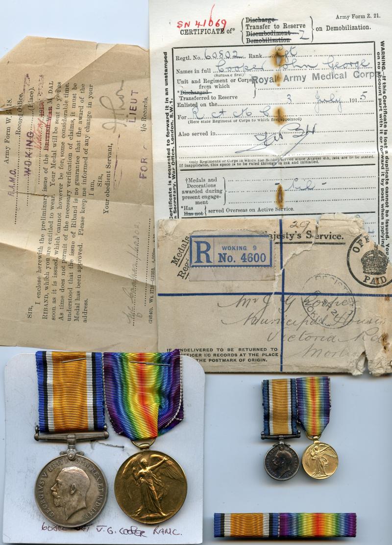 WW1 British War & Victory Medals Pair to Sjt John George Cooper, Royal Army Medical Corps