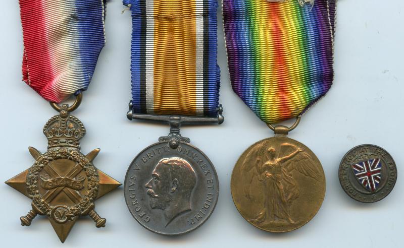 1914-15 Trio World War One Medals & CEF Service Badge To Pte Henry Robinson, Canadian Medical Corps & Canadian Field Artillery