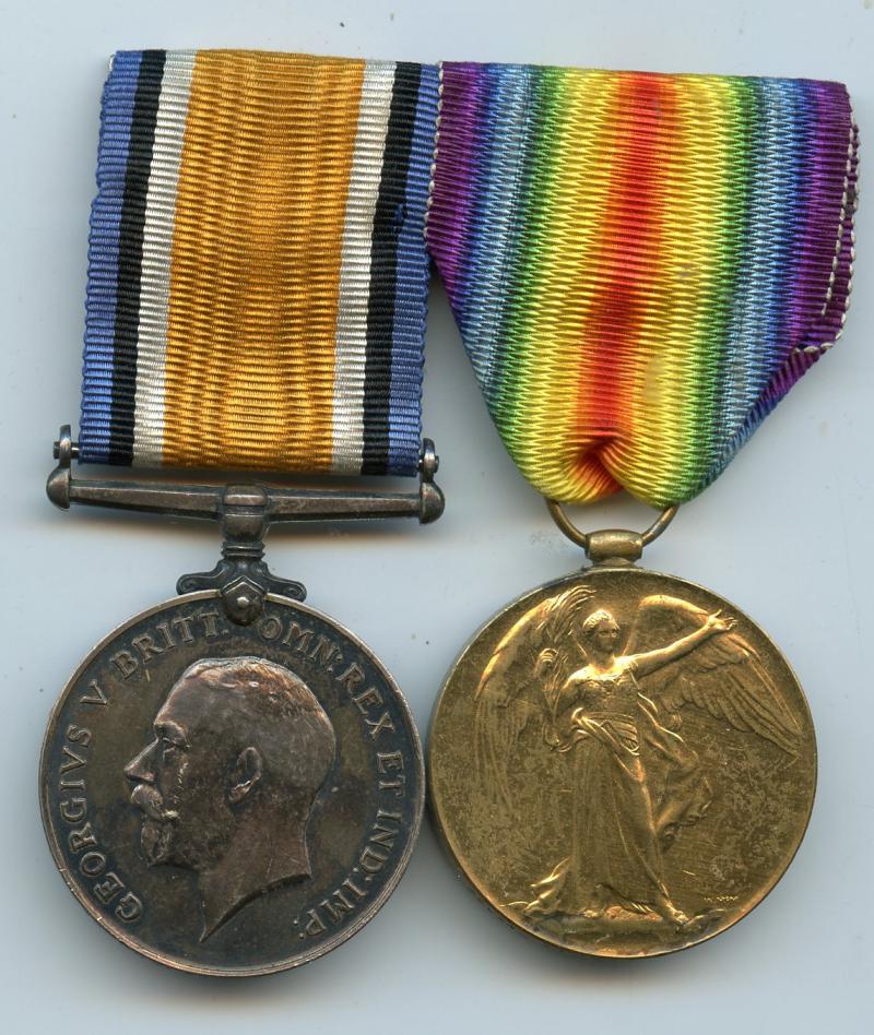 WW1 British War & Victory Medals Pair to Gunner Ernest Abbott, Royal Artillery (Durham Royal Garrison Artillery Territorial Force )