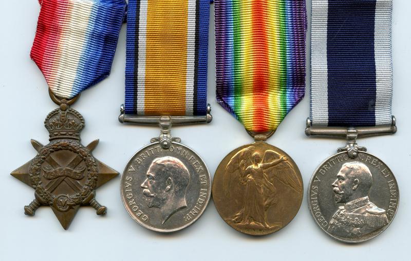 WW1 Trio & Navy Long Service Medal Group To Petty Officer Frank Bushell, HMS Arrogant