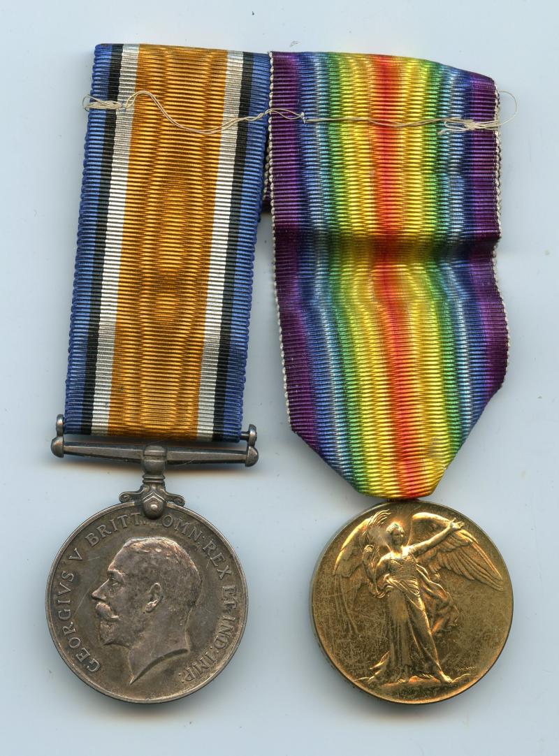 WW1 British War & Victory Medals Pair To Pte William Henry Hughes, 1/6th Battalion  East Surrey Regiment