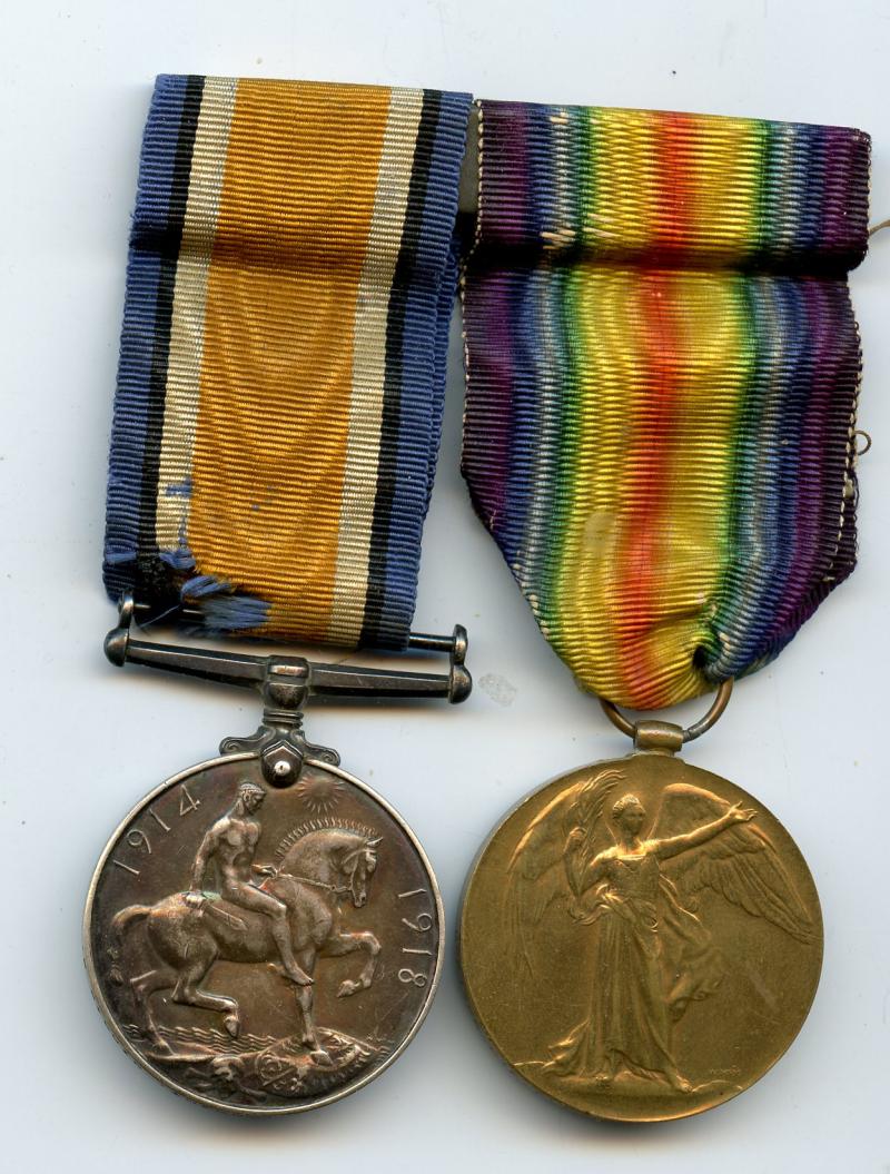 WW1 British War & Victory Medals Pair To Pte Ernest Eustage Tennant, Middlesex Regiment