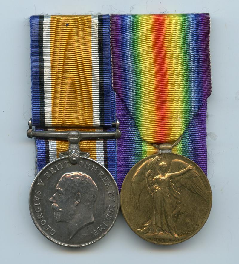 WW1 British War & Victory Medals Pair To Pte Harold J Smith, Rifle Brigade attached to 1/28th London Regiment Artist Rifles