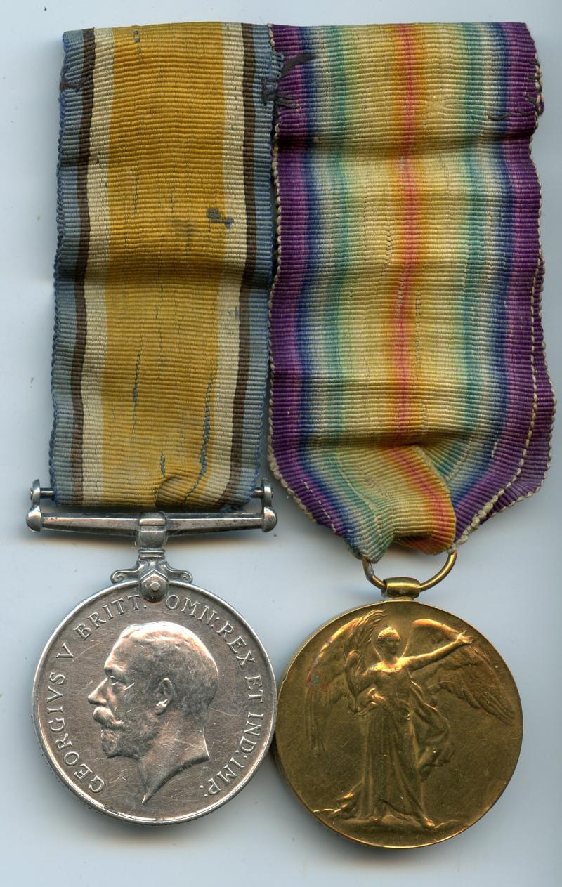 WW1 British War & Victory Medals Pair To Pte Albert J Hockley, 6th Battalion Middlesex Regiment