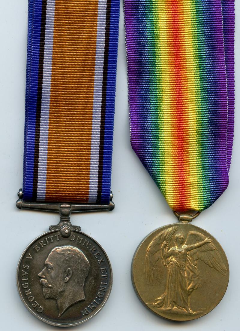 WW1 British War & Victory Medals Pair To Pte David Bradford, Middlesex Regiment