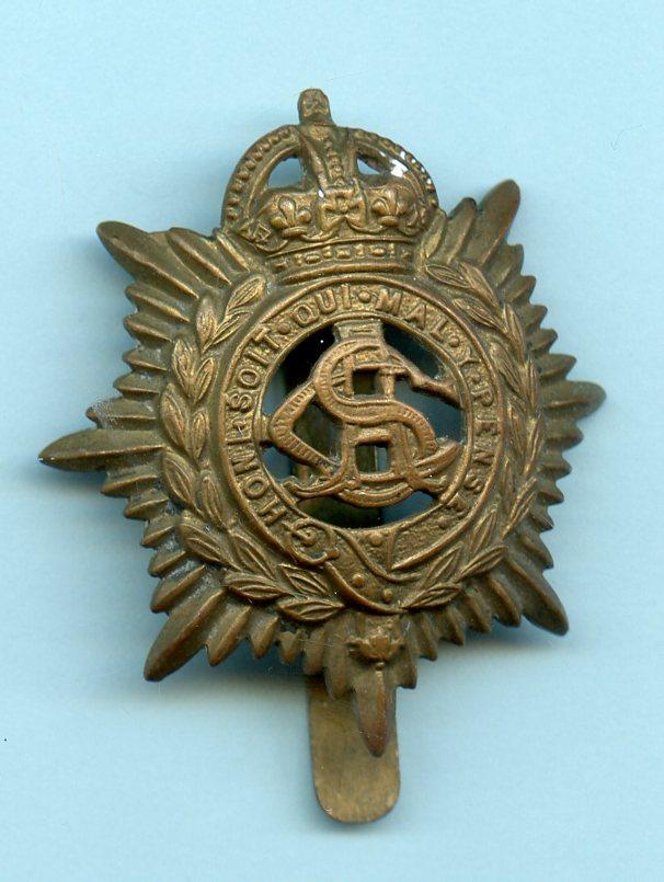 WW1 Army Service Corps  Brass Cap Badge