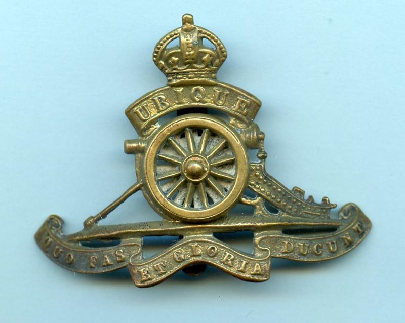 WW1 Royal Artillery  Brass  Turning Wheel N.C.O'S Cap Badge