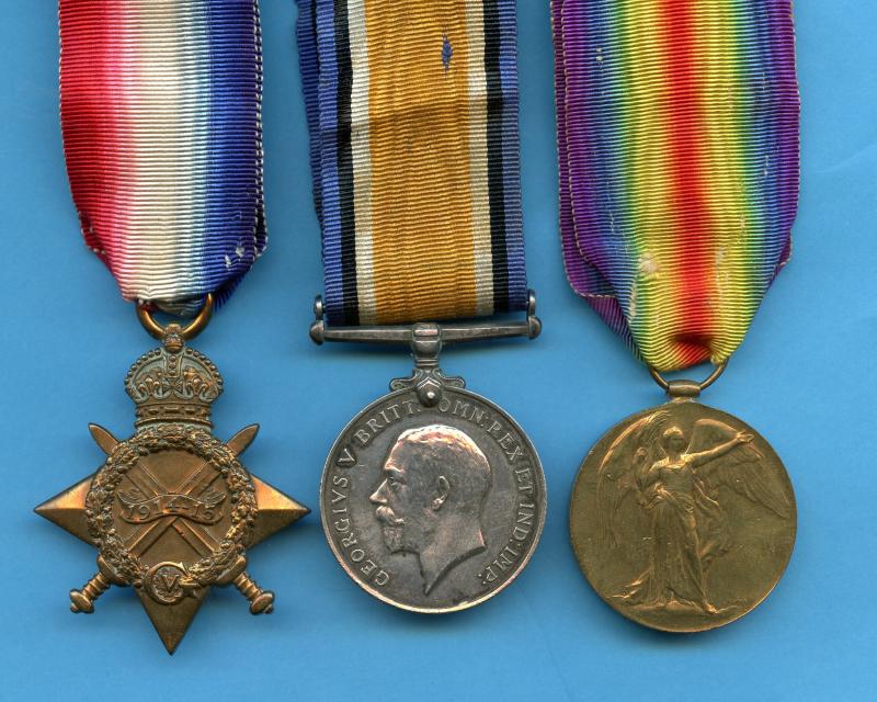 1914-15 Trio World War One Medals To Pte Wilfred Webster. Army Service Corps & Durham Light Infantry