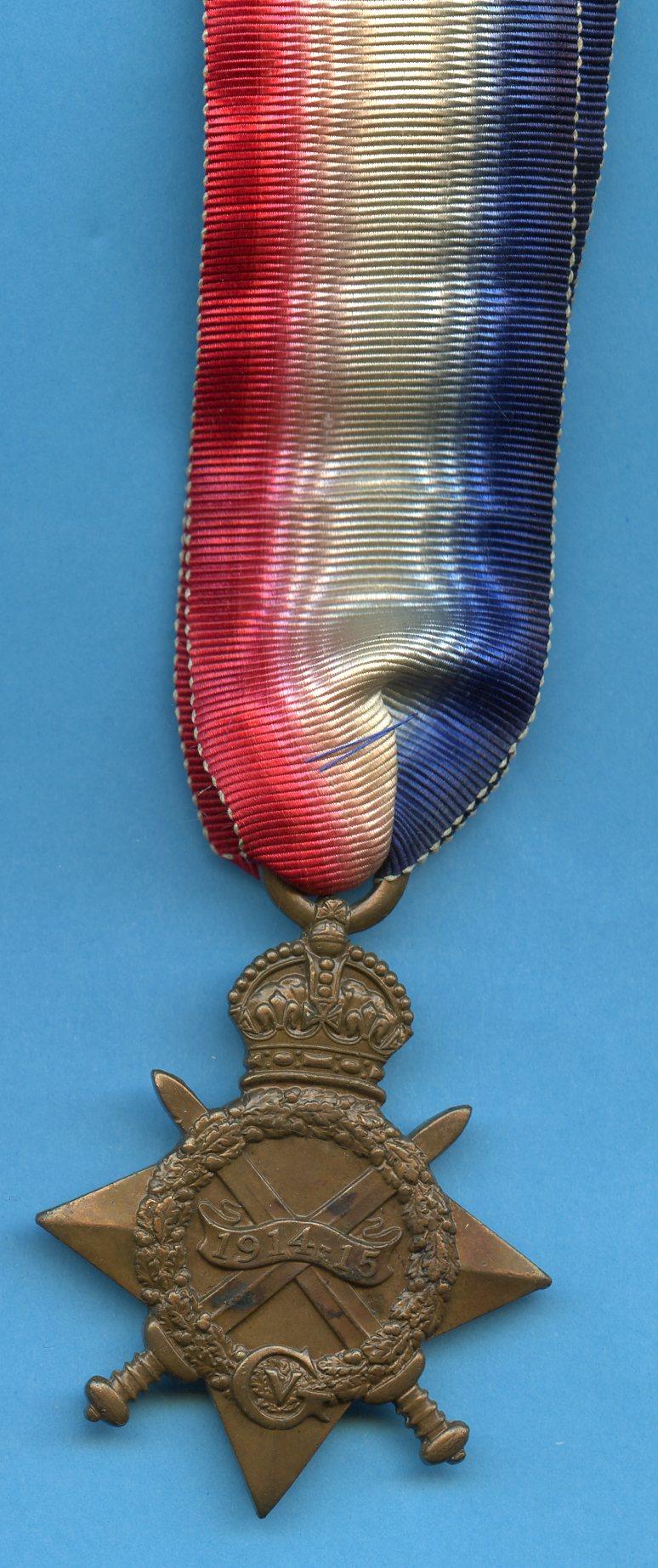 WW1 1914-15 Star Medal To Pte Jesse Frederick Tring, Middlesex Regiment