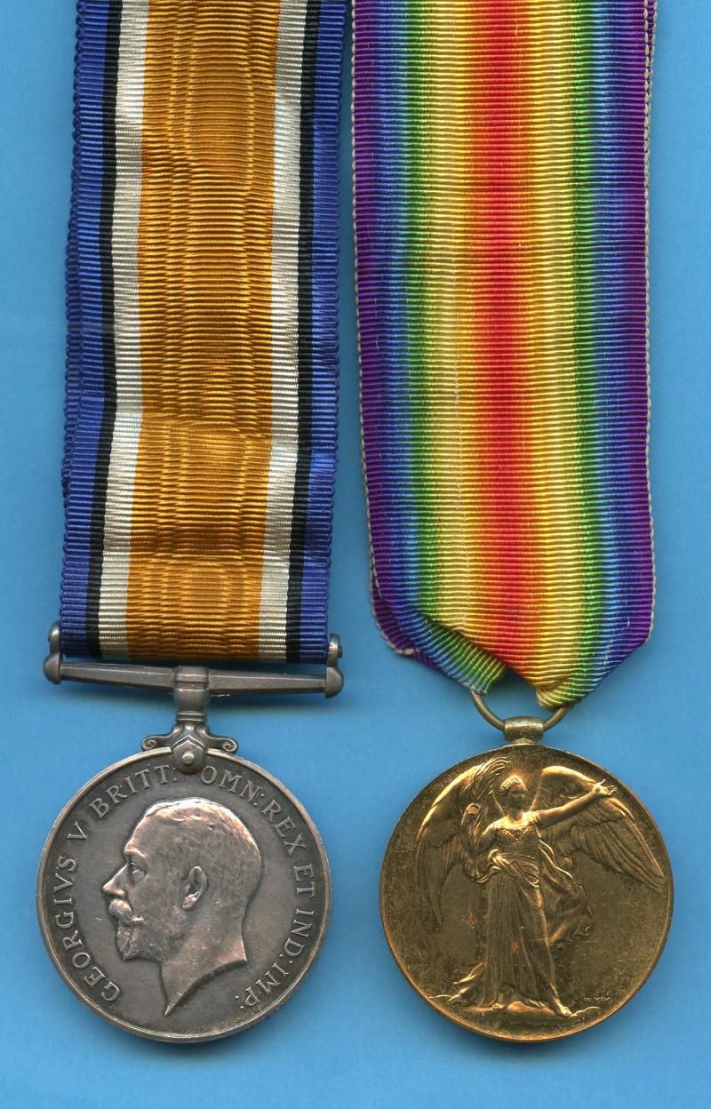 WW1 British War & Victory Medals Pair To Pte Frederick  Charles Fennings, Army Service Corps