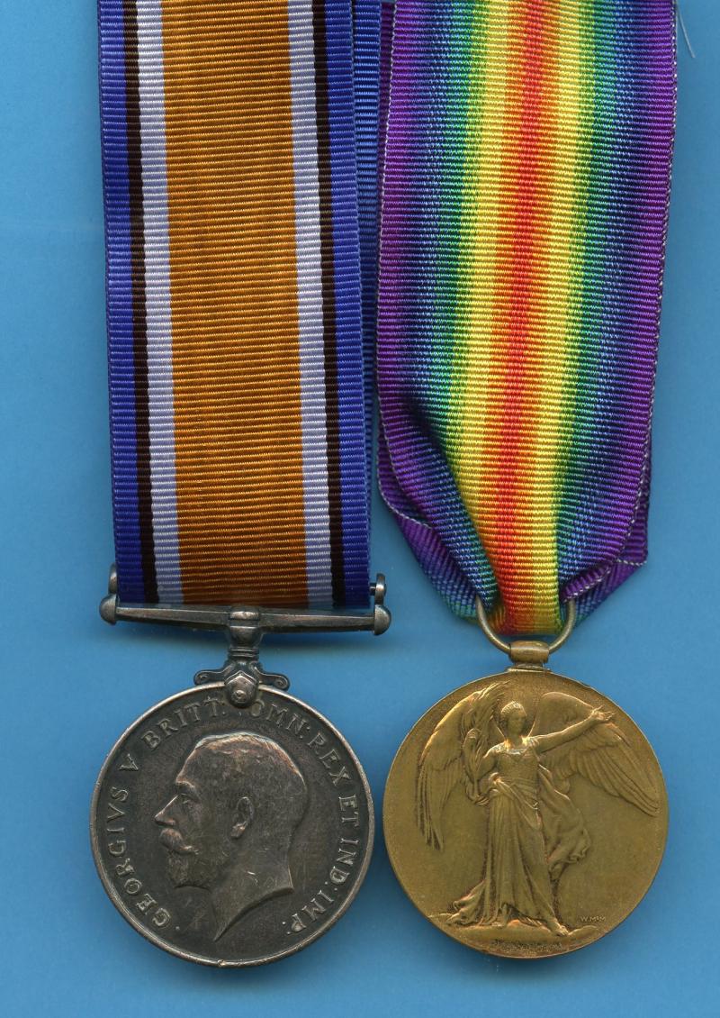 WW1 British War & Victory Medals Pair To Pte John Robert Woodhouse, 11th Battalion, Rifle Brigade, (The Prince Consort's Own).